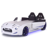 Ліжко машина біла з підсвічуванням Порше-911